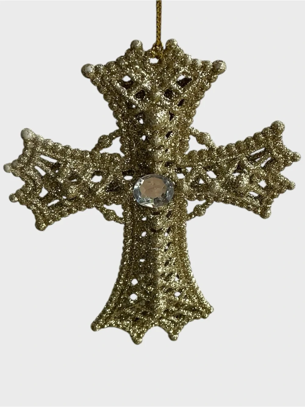 Vintage Christmas ornaments, wire wood, farmhouse, religious cross